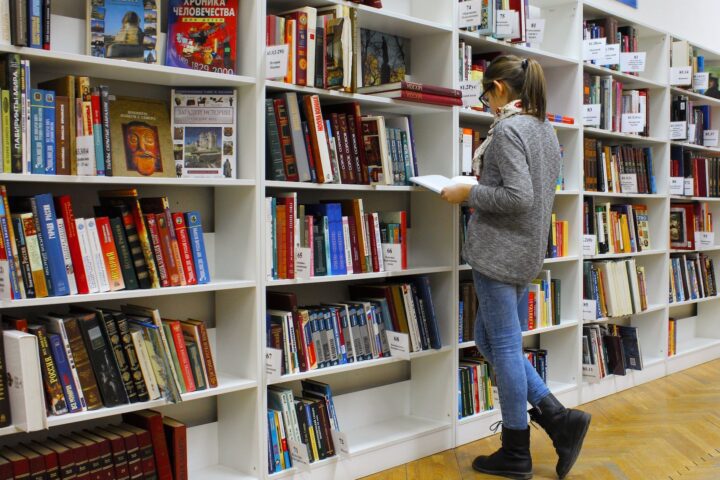 woman reading book