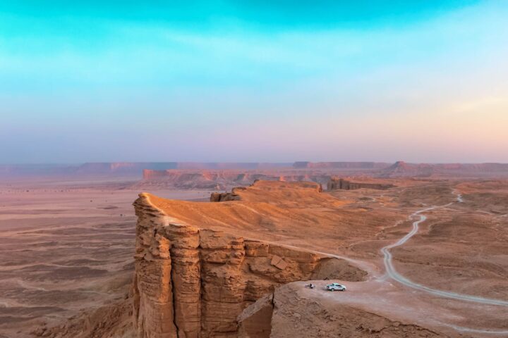 aerial view on cliff in desert