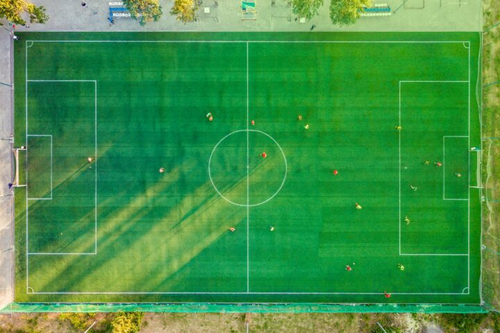 aerial view of soccer field